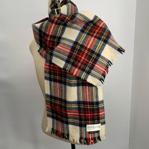 THE SCOTCH HOUSE 100% wool red plaid scarf mens womens unisex